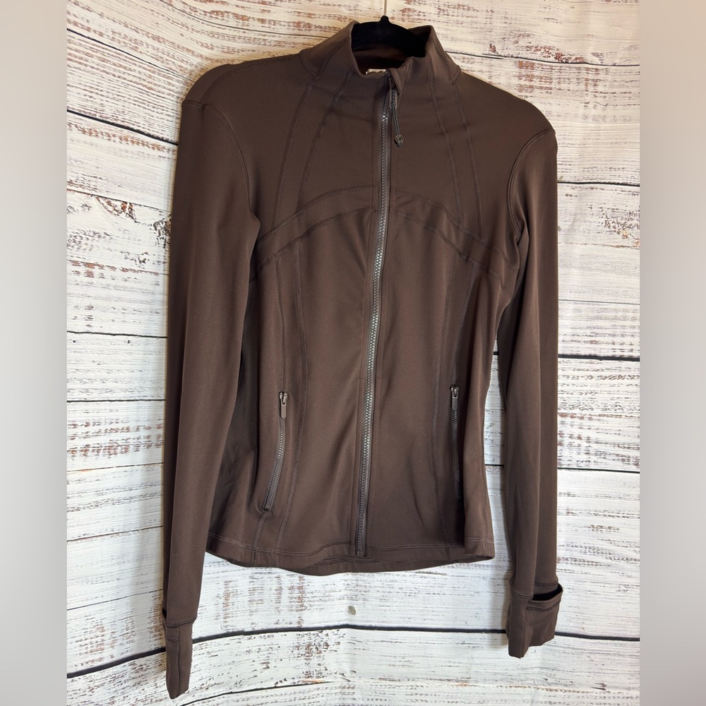 SHEIN jacket Womens Size 8 Brown Zip up fitted athletic define yoga stretch New